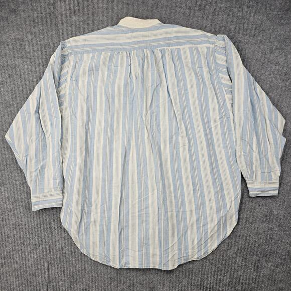 Vintage Banana Republic Shirt Mens Large Blue Striped Mandarin Collar Cali 90s - Picture 6 of 7